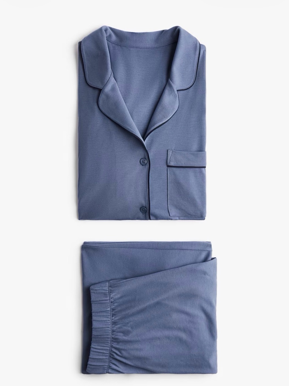 H&M Blue Notch-Collar Pajama Set